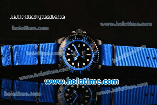 Rolex Sea-Dweller Deepsea Asia 2813 Automatic PVD Case with Blue Nylon Strap and Blue Diver Index - Click Image to Close